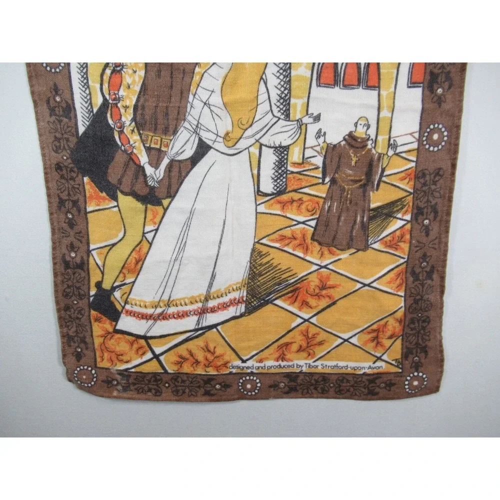 Vintage Romeo & Juliet Stratford Upon Avon Linen Tea Towel William Shakespeare